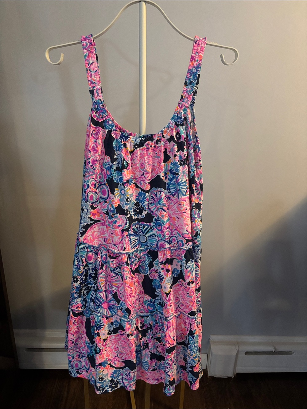 Lilly PulitzerFloral Pink & Navy Sleeveless Sundress Size M